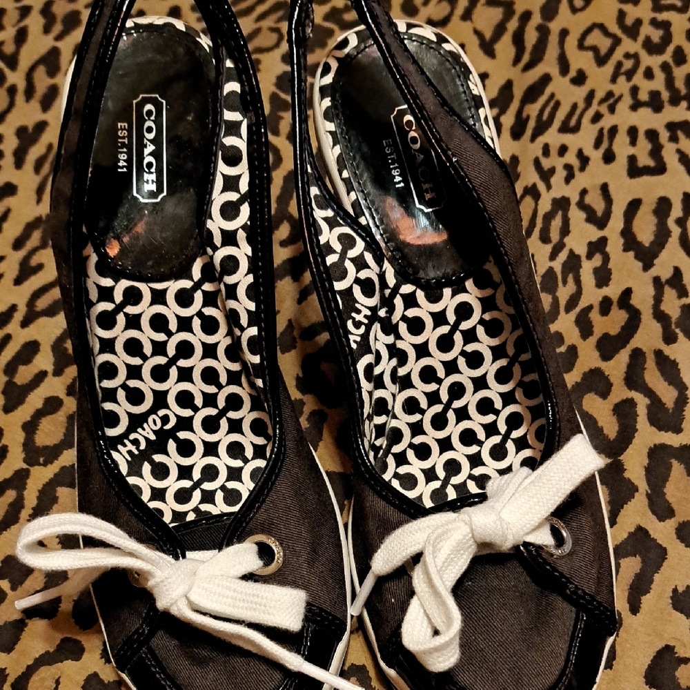 Coach Black and White Geometric Loafers